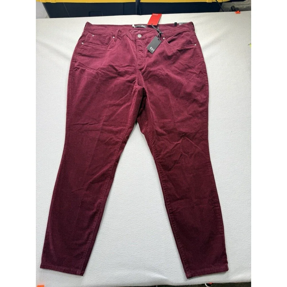 KUT From The Kloth Diana Fab Ab Skinny Corduroy Pants Womens 22W Burgundy NWT